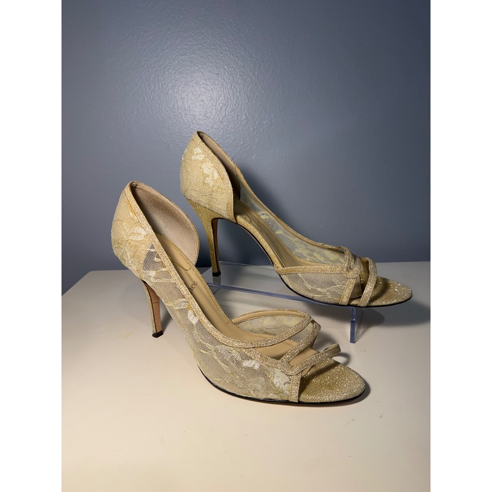 J.Renee Cream Lace Open-Toe Heels